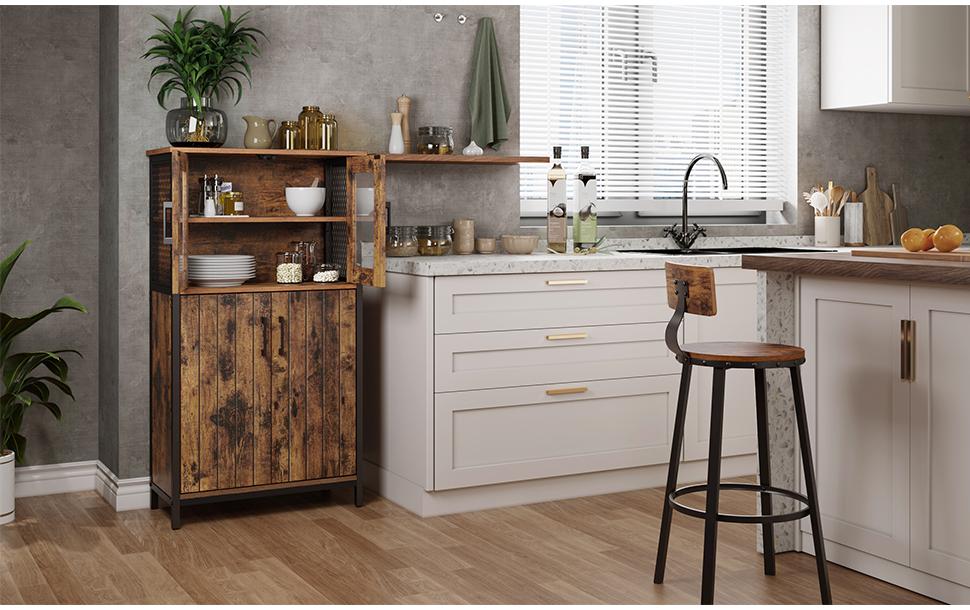 Kommode mit Türen aus Glas 60 x 108 cm, Braun/Schwarz<br>Sideboard