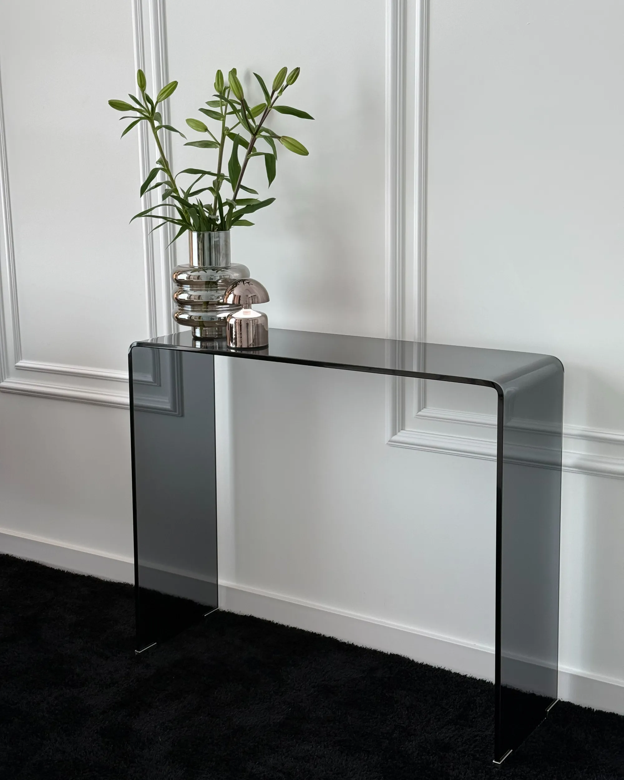 Sidetable KENDALL Veiligheidsglas Zwart