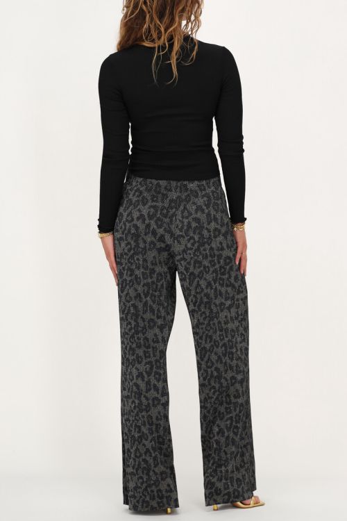 Wijde plissé broek met panterprint en lurex