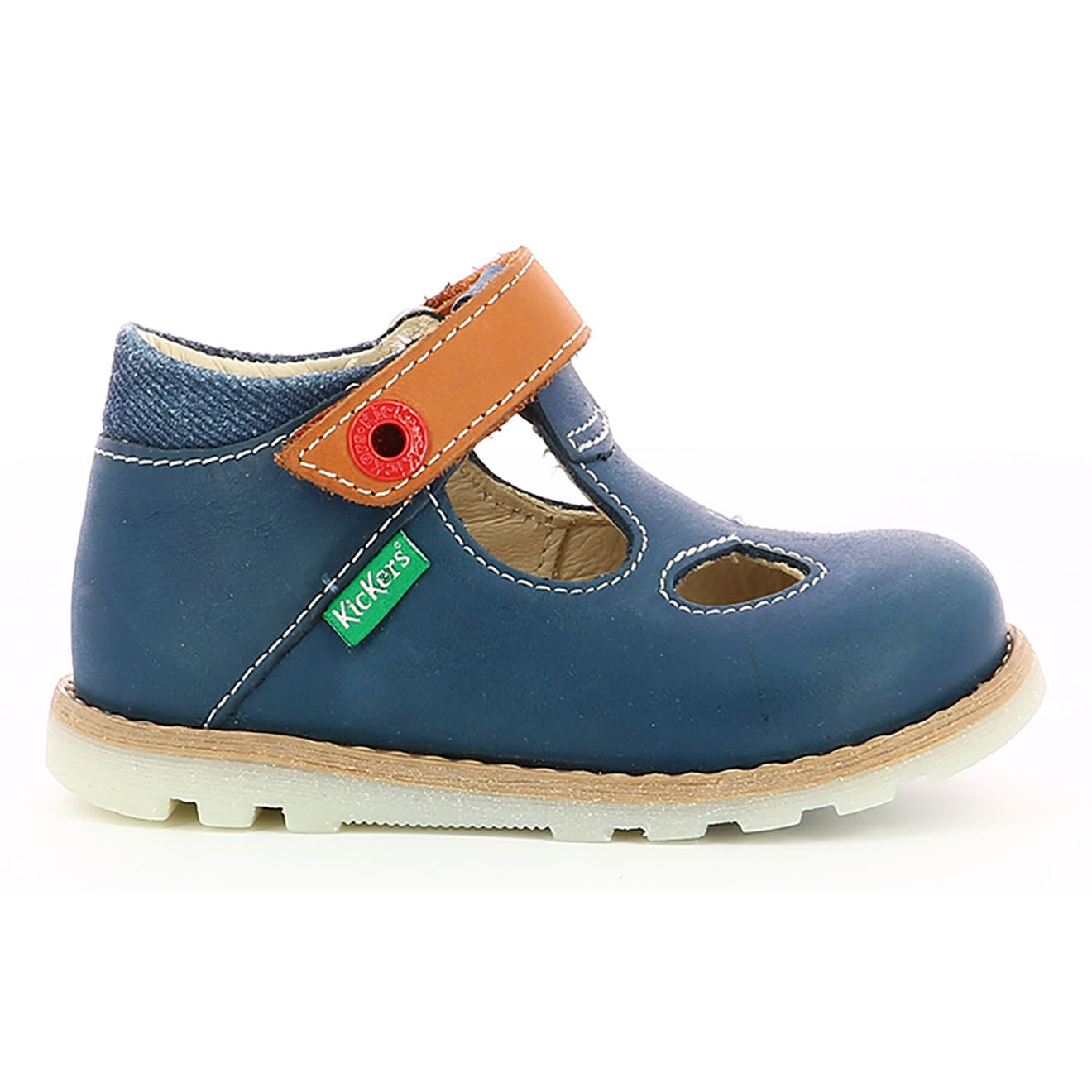 Kickers Salomés en Cuir Nonocchi marine/camel