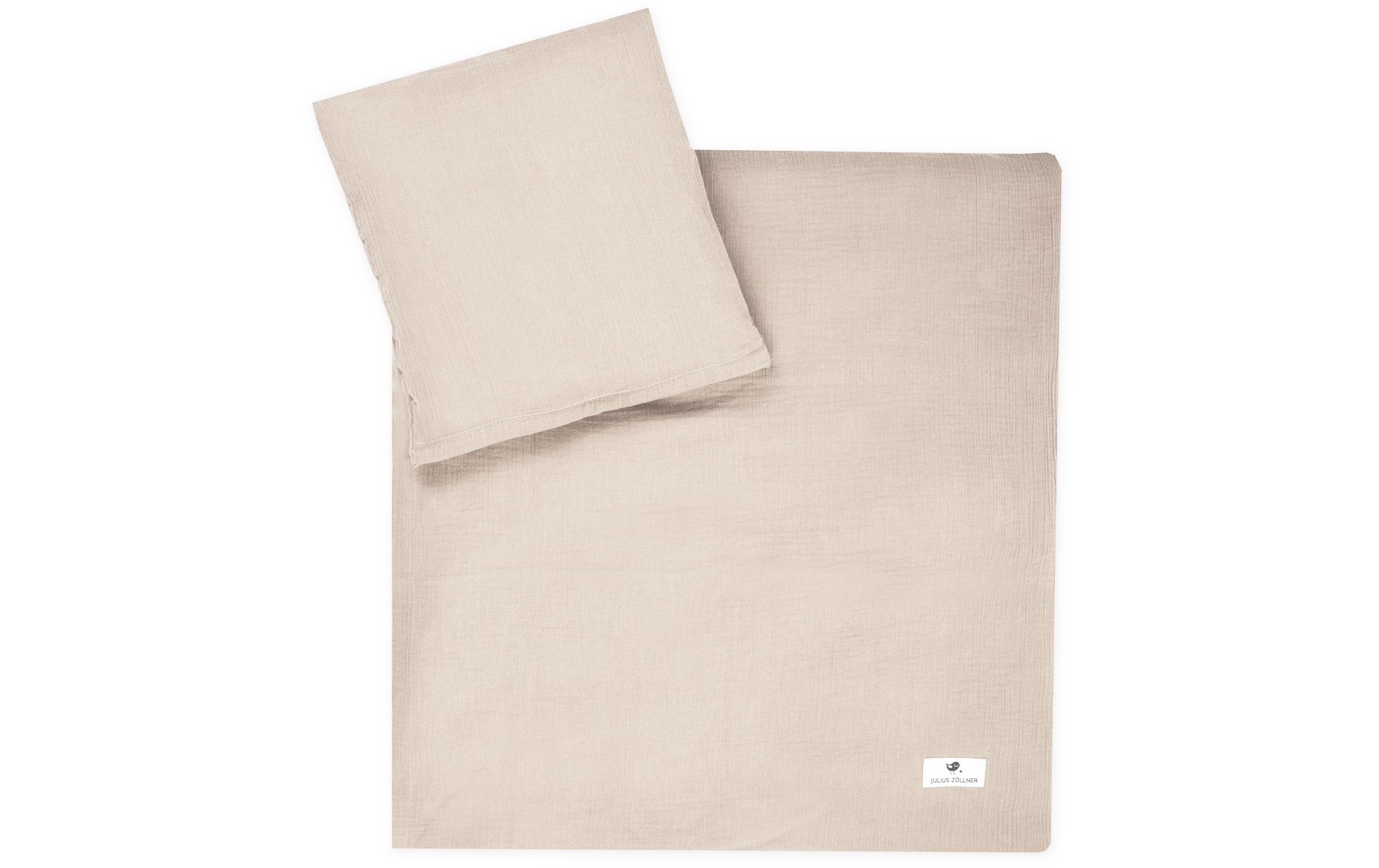 Kinderbettwäsche Musselin Sand 100 x 135 cm + 40 x 60 cmMusselin-Bettwäsche