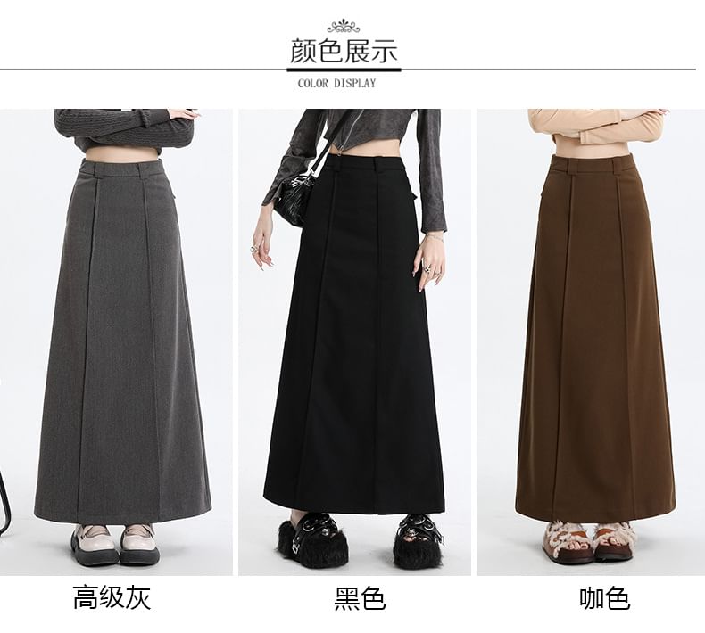 Denimot - Maxi A-lijn rok met hoge taille en effen panelen