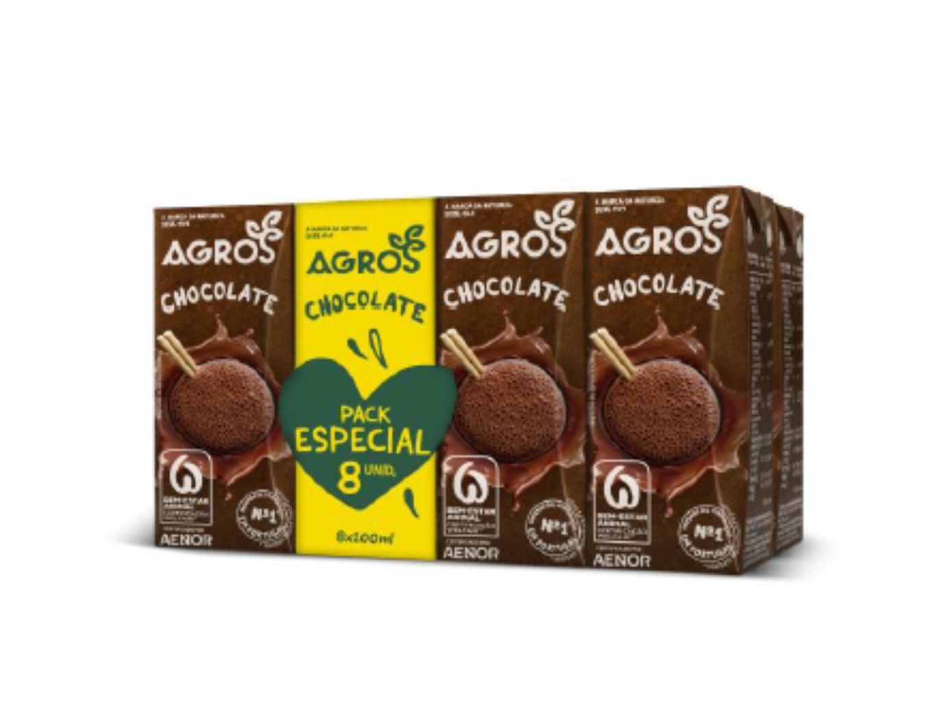 LEITE AGROS COM CHOCOLATE 8X200ML