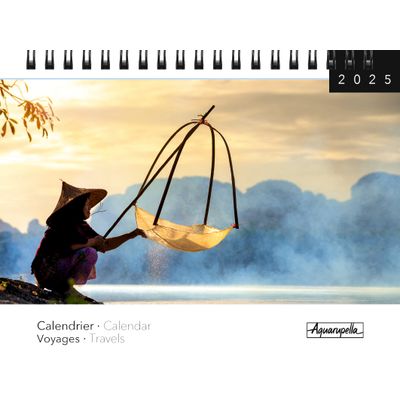 Calendrier mensuel à spirales 16x18 cm - Voyages