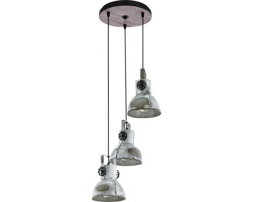 Hanglamp, 3-lichts, H 150 cm, Ø kap 27 cm, bruin/patina/zwart