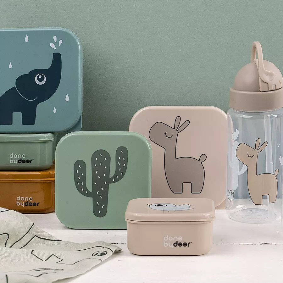 Done by Deer™ Trinkflasche mit Strohhalm Lalee Sand