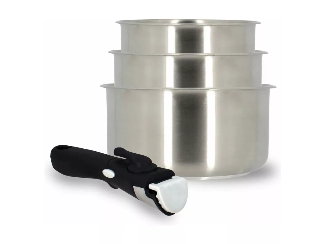 Menastyl - Set 4 Casseroles Iris En Acier Inoxydable+poignee Induction 16/18 Et 20cm