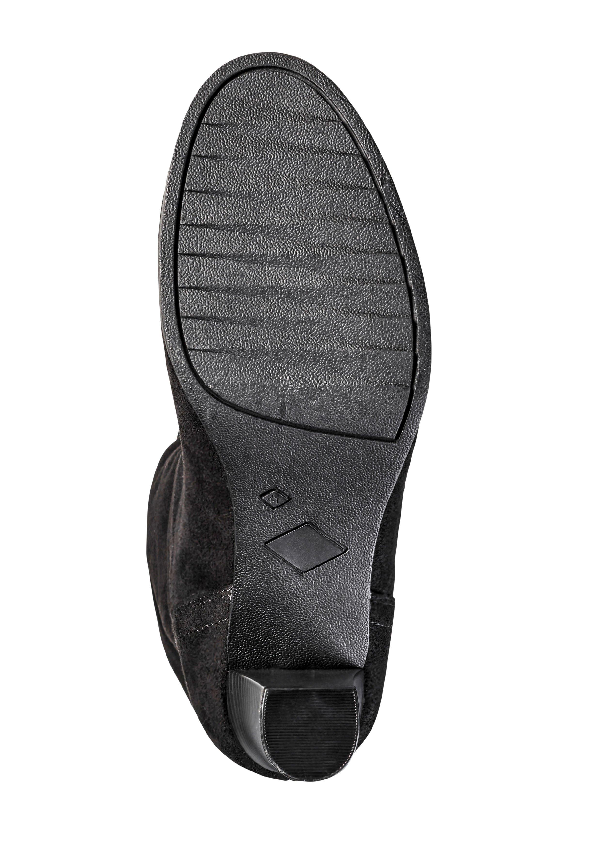 Verschlussloser Weitschaftstiefel in Wildlederoptik
