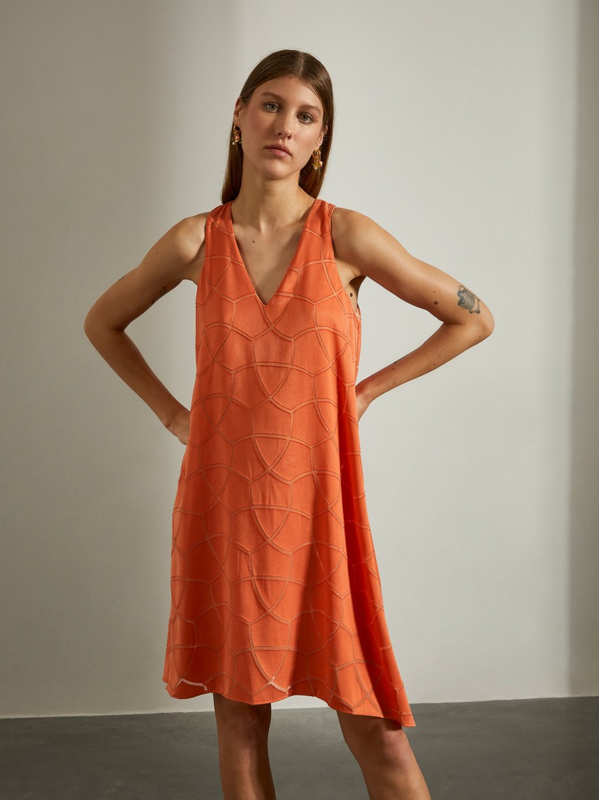 Vestido estampado sem mangas