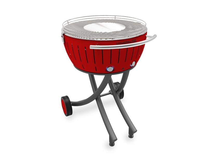 LotusGrill Holzkohlegrill XXL Rot Rauchfreier Holzkohle-Grill für Garten und Balkon