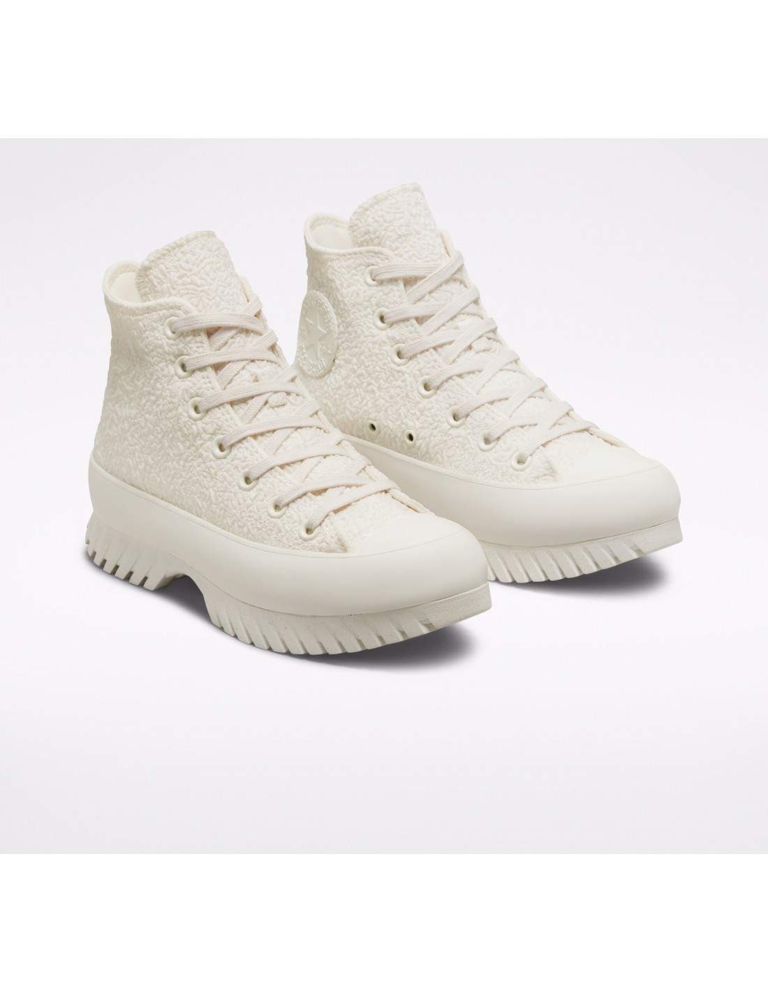 converse sneakers compensées montantes femme ctas lugged 2.0 hi egret jacquard froissé blanc