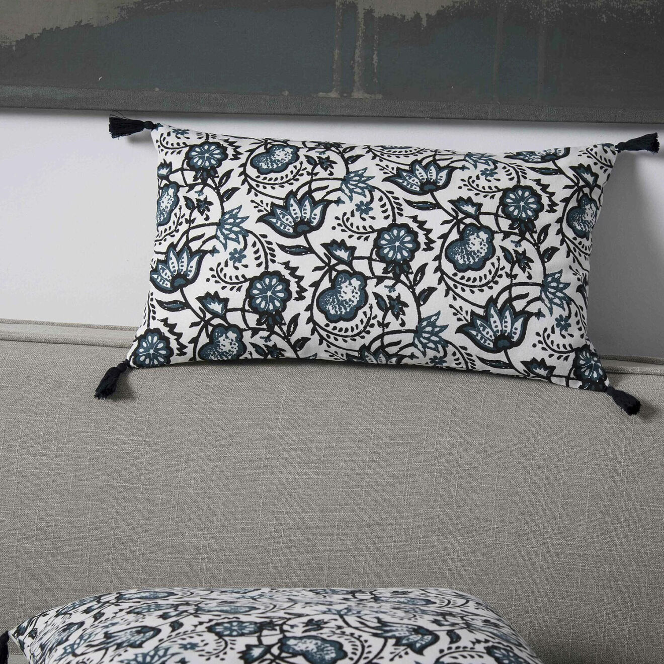 Febronie Housse de coussin Carma bleu peacock
