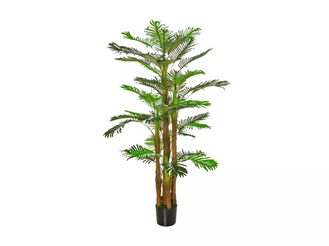 Palmier artificiel H.1,85 m arbre artificiel tronc branches lichen feuilles grand réalisme pot inclus
