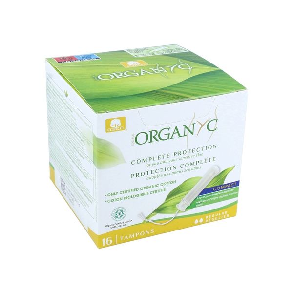 Organyc Tampões com Aplicador Compacto de Origem Vegetal Regular 16 Unidades