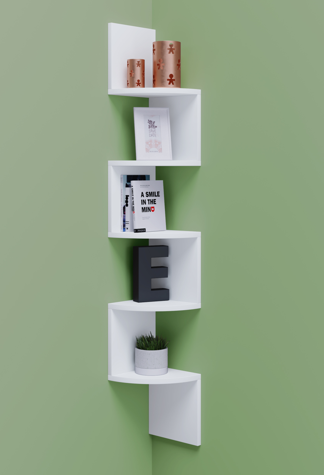 Eckregal MINTIS - weiß - 5 Ablagen - 123,6 cm
