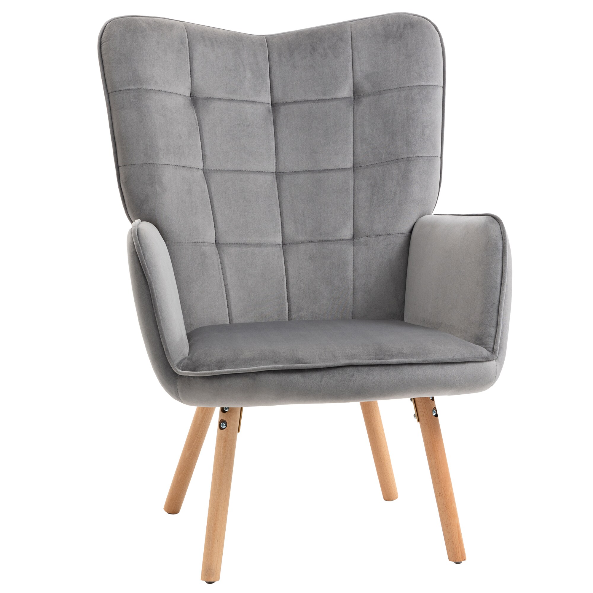 HOMCOM Wohnzimmerstuhl mit Rückenlehne grau, natur 71B x 68T x 101H cm