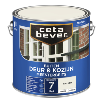 CetaBever Meesterbeits Deur & Kozijn zijdeglans dekkend RAL 9010 gebroken wit 2,5 liter