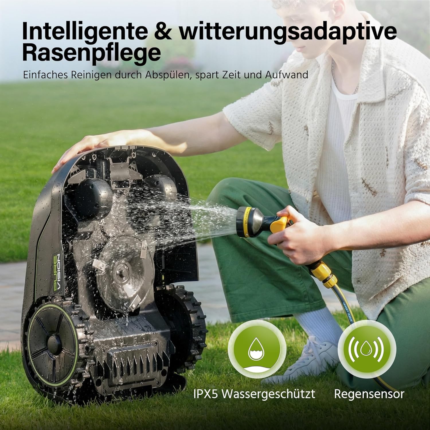SUNTEK Mähroboter ohne begrenzungskabel AI Vision-Kamera, Rasenmäher Roboter, Max 600 m², Genaue Hindernisvermeidung, IPX5-Wasserschutz, APP Bedienbar