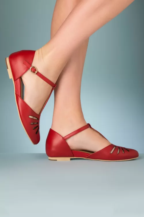Charlie Stone Singapore t-strap ballerina's flats in rood