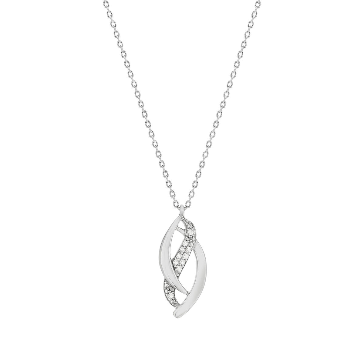 Collier or blanc 375 entrelacé diamants 45 cm