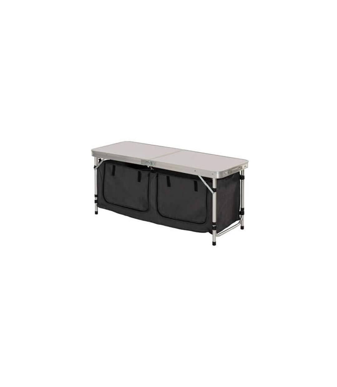 Table de Camping Rangement Intégré 120cm Gris