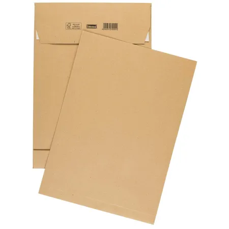 Idena Faltentaschen C4, 100 Stück, 130 g/m², 4 cm Boden, ohne Fenster, haftklebend, braun