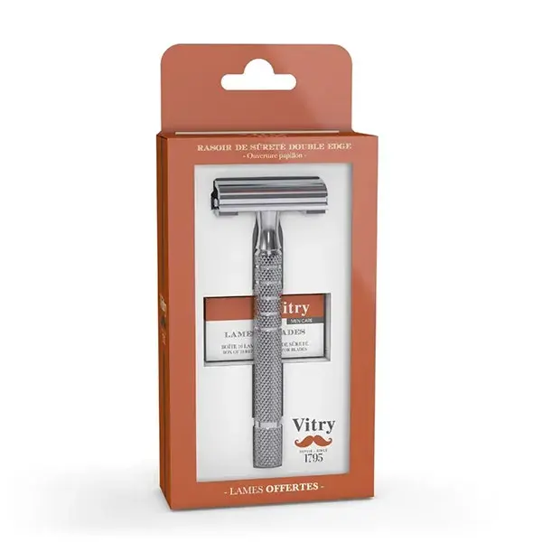 Conjunto de barbeador de segurança Vitry Butterfly + 10 lâminas
