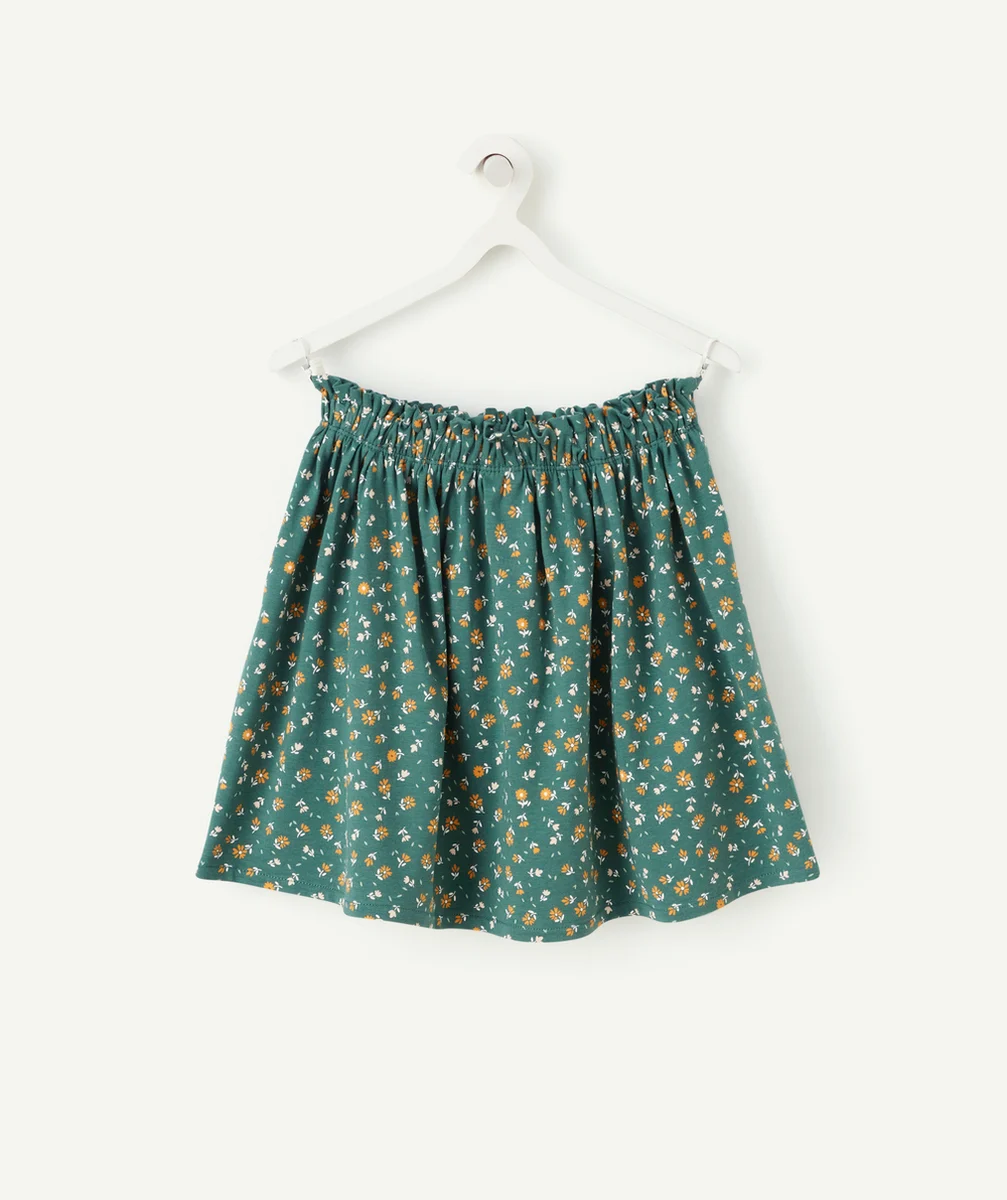 JUPE TOURNANTE FILLE VERTE ET IMPRIMÉE FLEURIE
