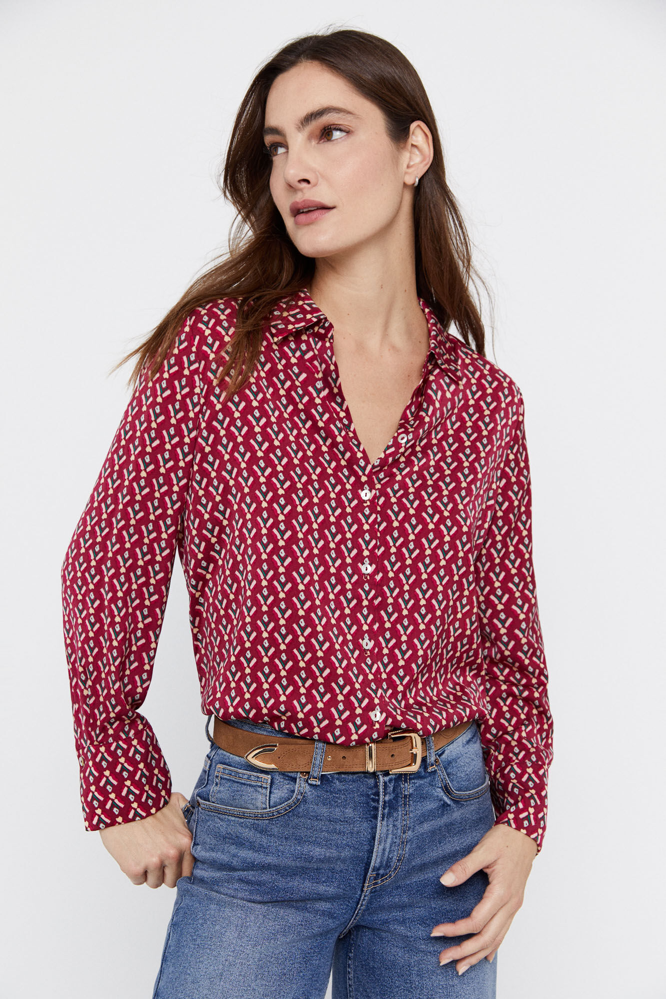 Camisa de cetim - Multicolorida