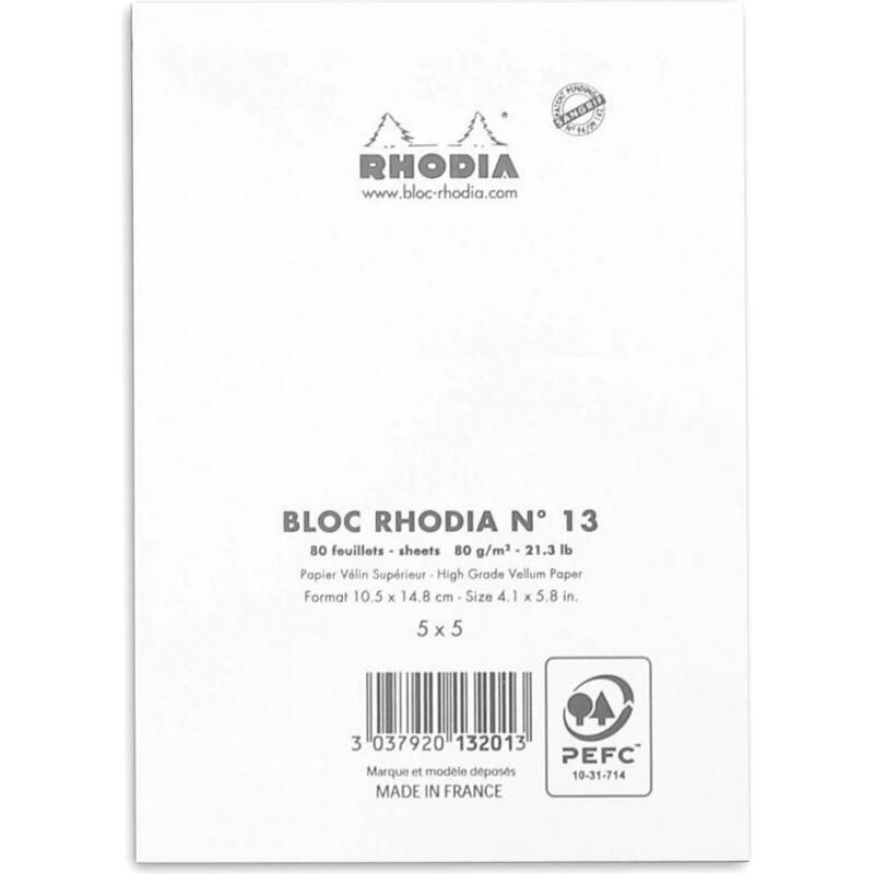 Bloc agrafé N°13 A6 80 feuilles petits carreaux 5/5 80 g. - Blanc