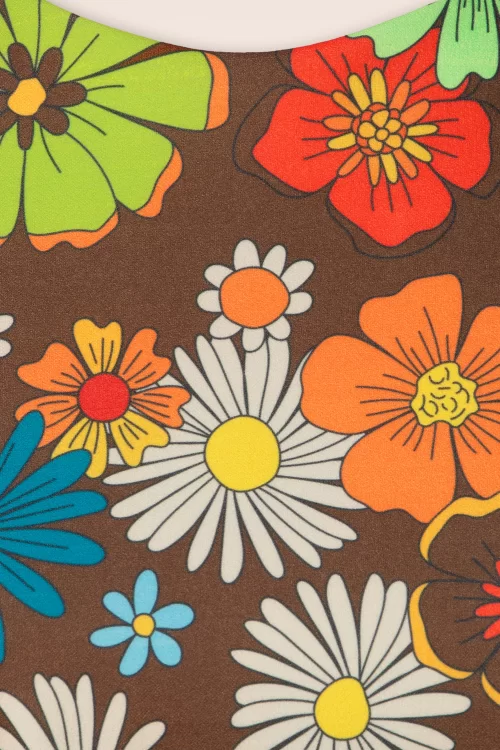 Vintage Chic for Topvintage Betty floral jurk in bruin