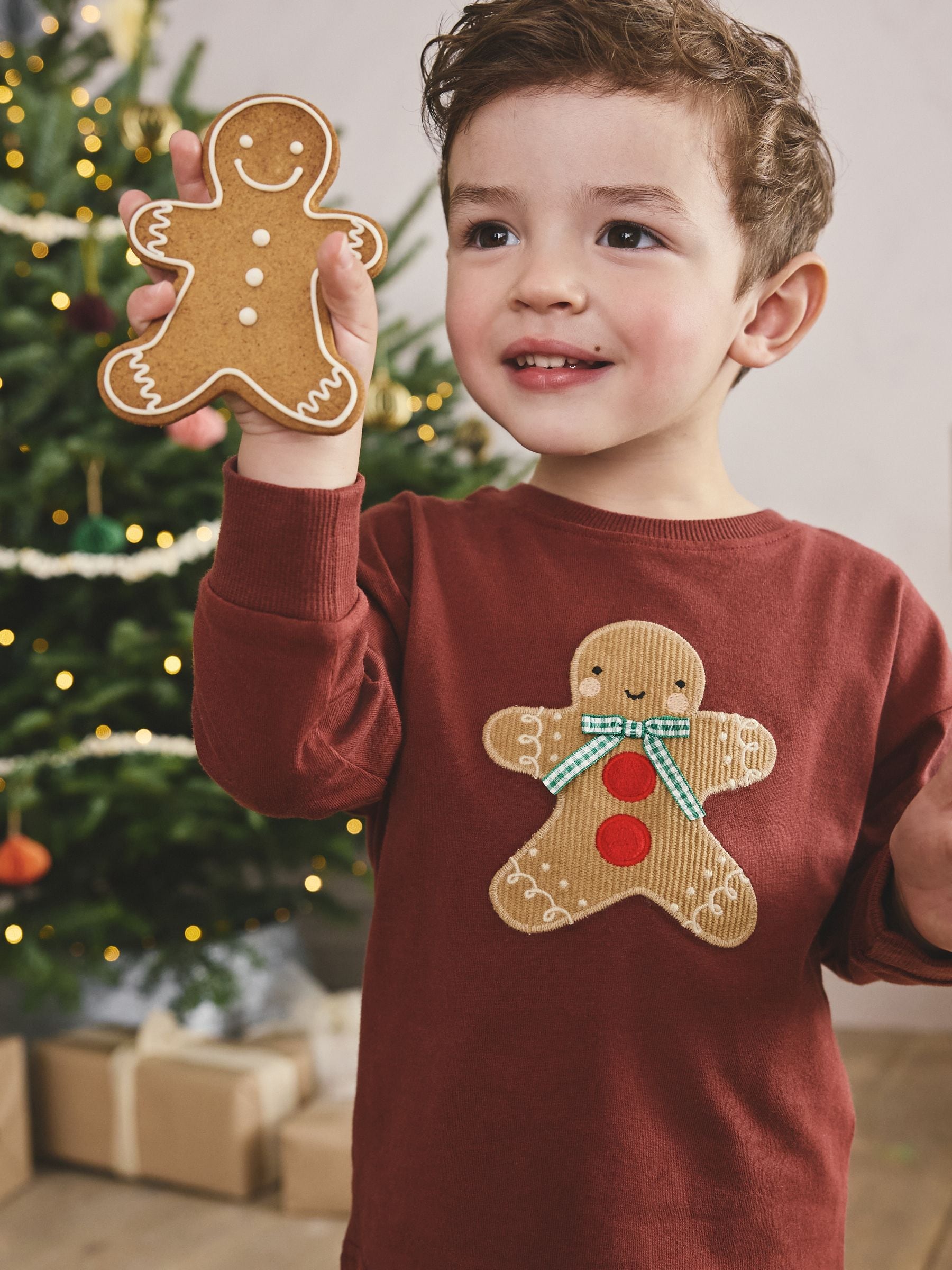 Rood/Groen peperkoeken mannetje - Enkele kerstpyjama (9mnd-10jr)