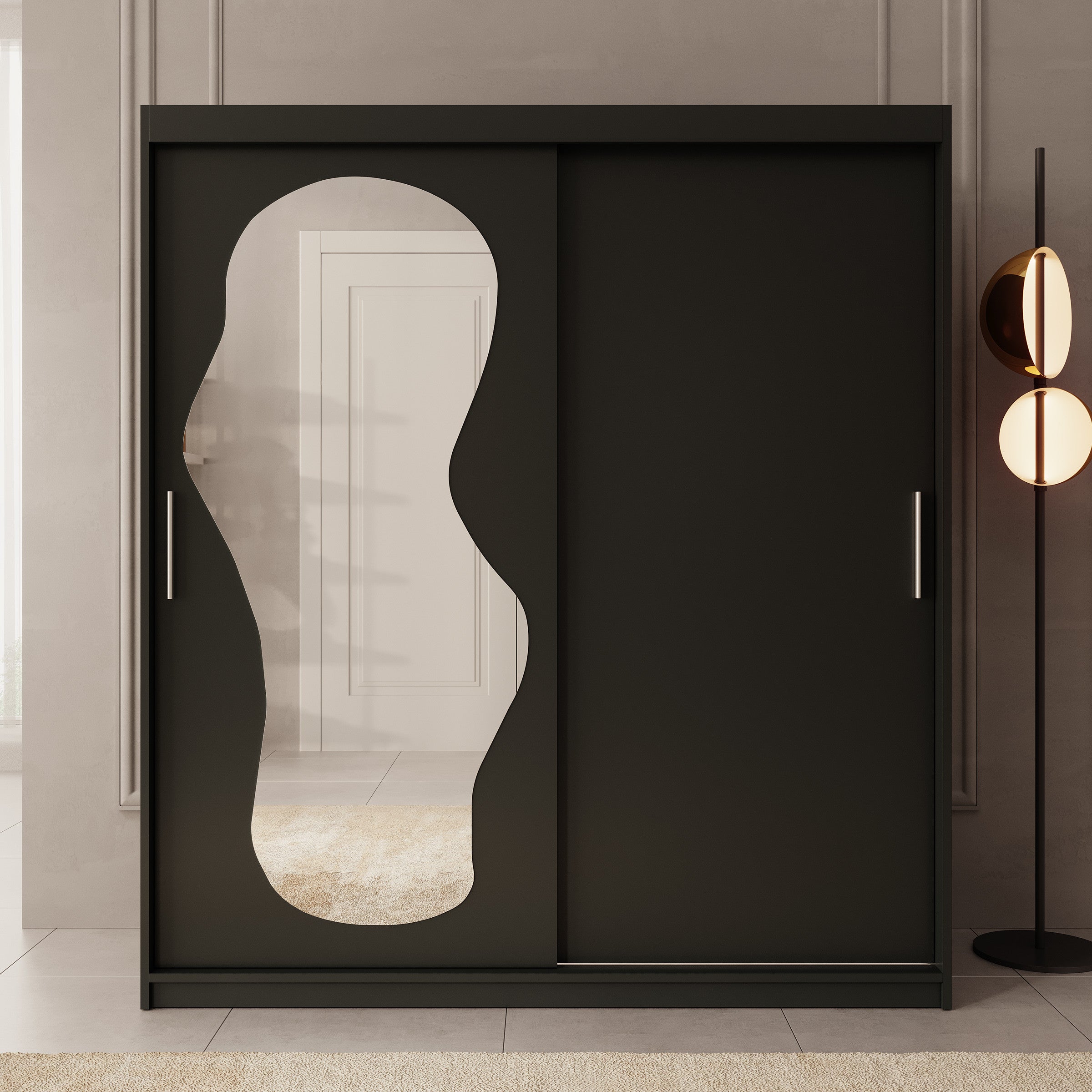 Ulysses - Kledingkast met schuifdeuren - Zwart - 180x62x200 cm