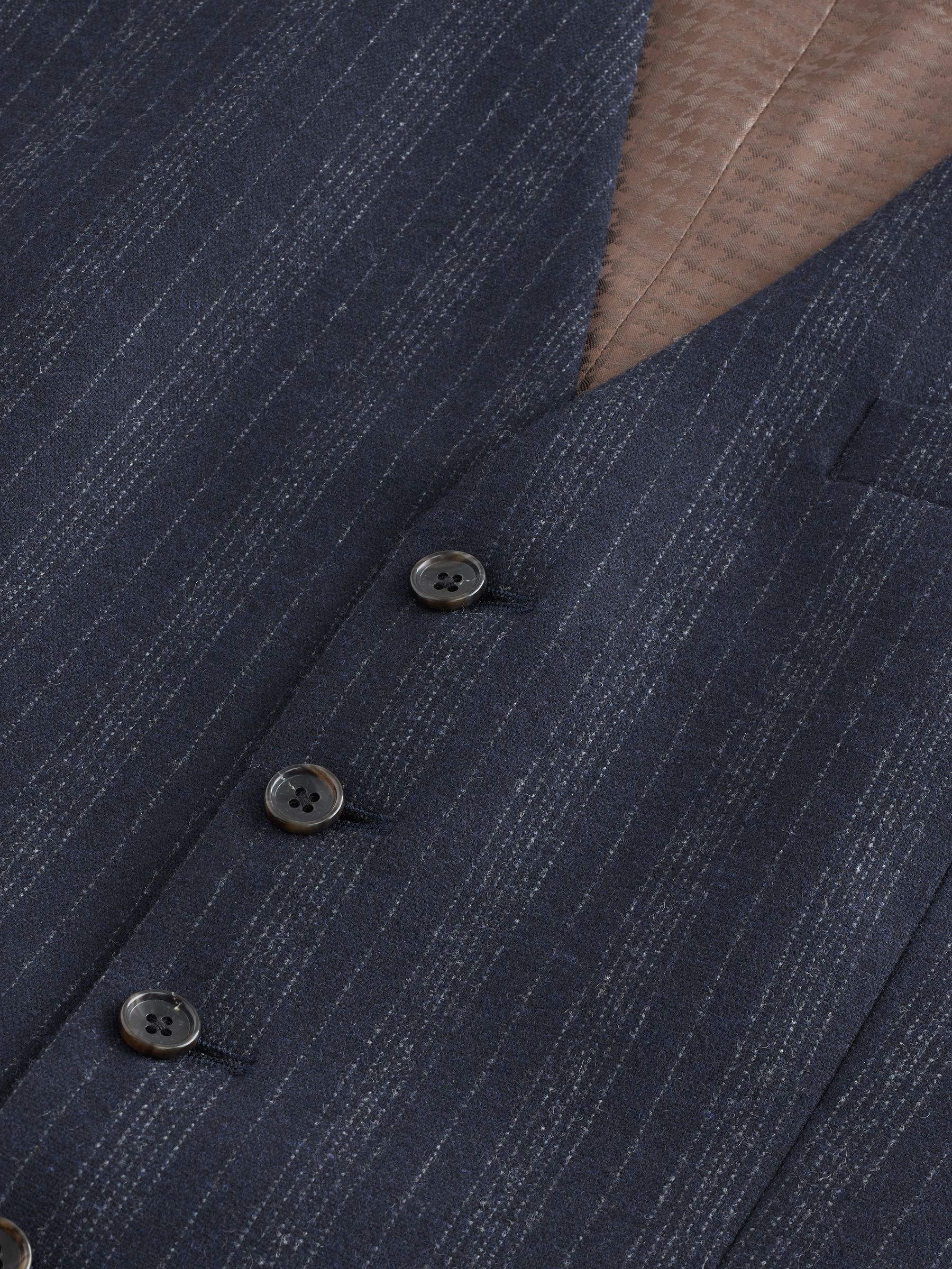 Donkerblauw - Striped Wool Blend Suit Waistcoat