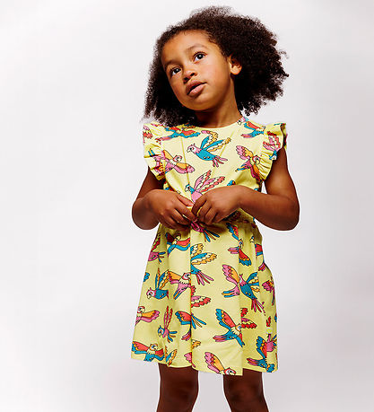 Småfolk Kleid - Vanillepudding m. Papageien
