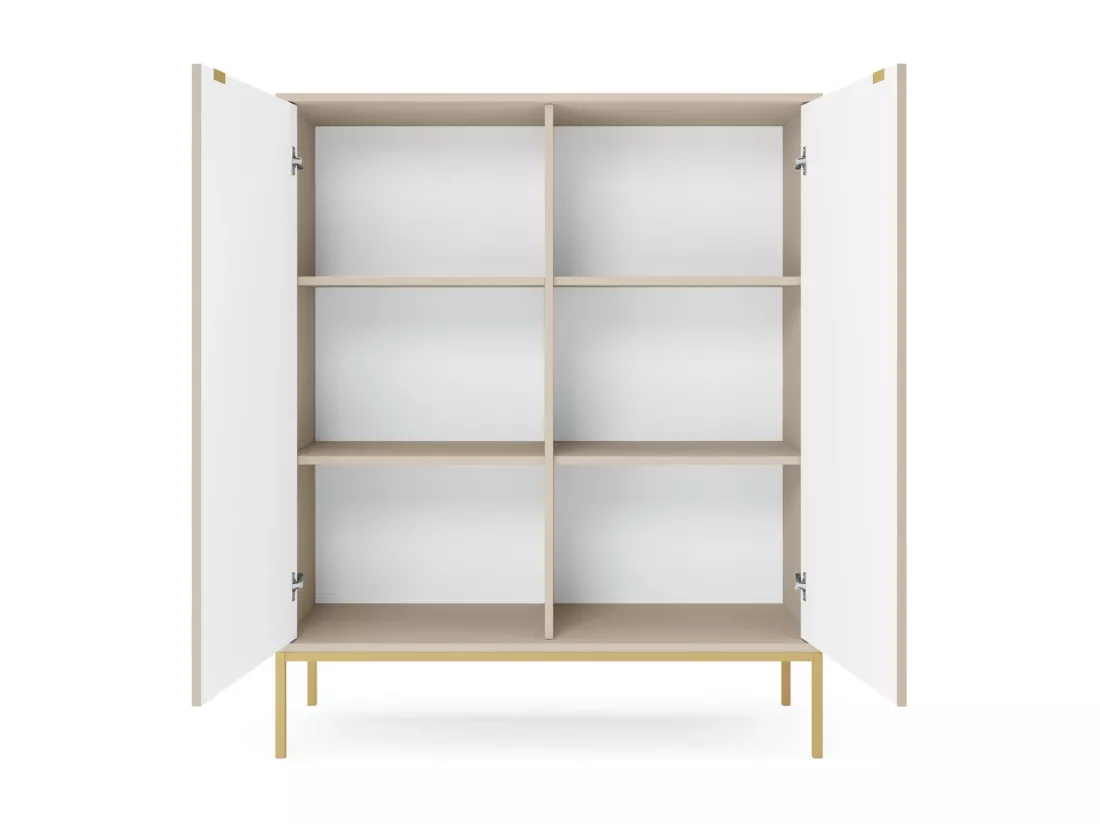 Buffet haut - 104 cm - beige avec pieds dorés - VELLORE