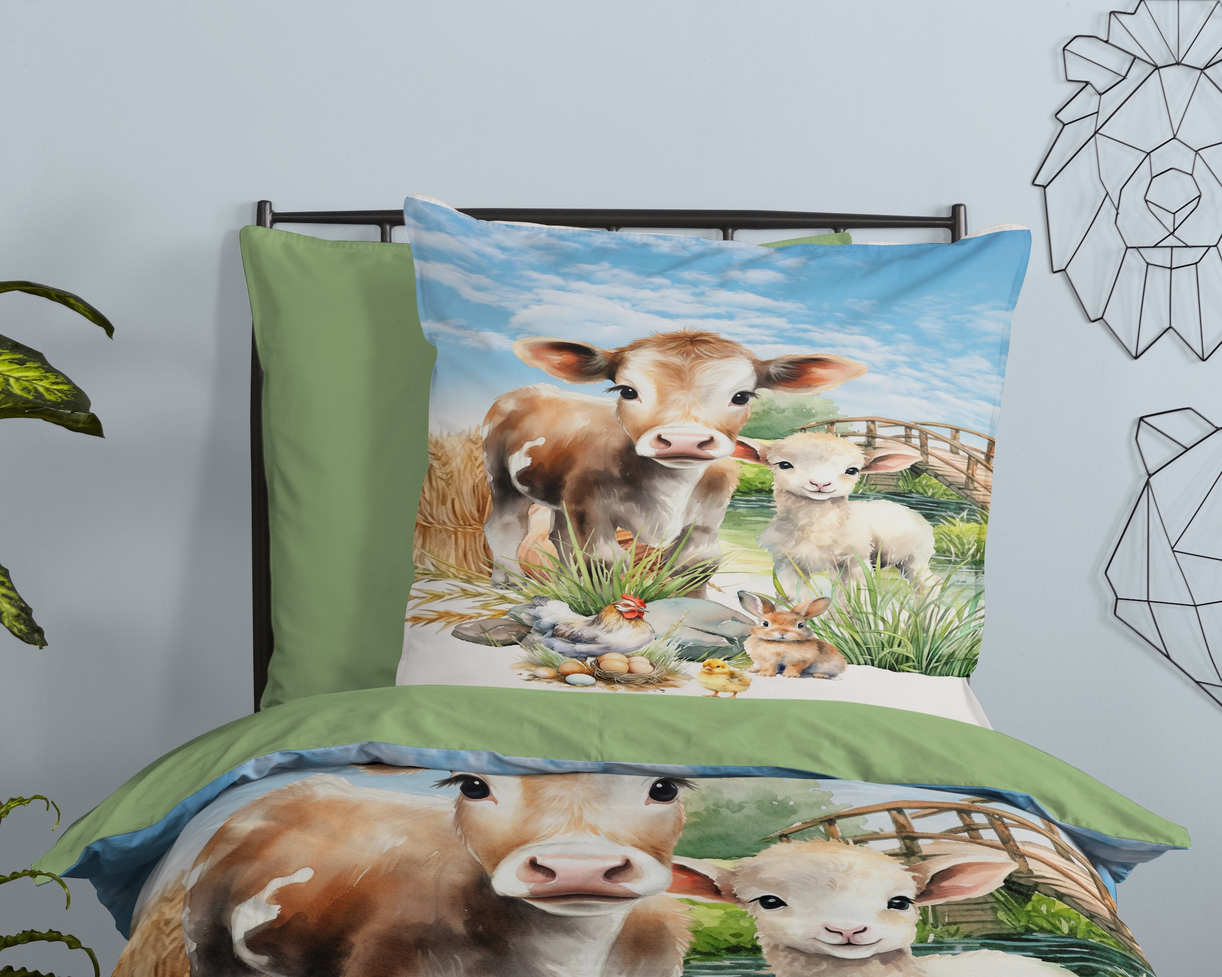 PURE luxury collection Kinderbettwäsche »Farm animals« 2 Stk. tlg. Mikrofaser, 135x200, 2 Teilig, Wendeoptik, Kind, Bauernhoftiere, Tiere