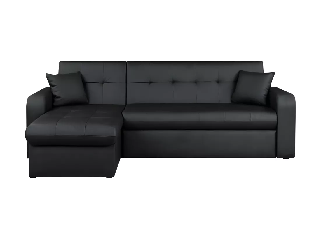 ROMAN Canape dangle reversible convertible 3 places + Coffre de rangement - Simili noir - Contemporain - L 235 x P 85 - 153 cm