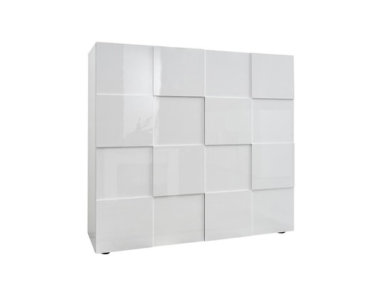 VENTE-UNIQUE - Bahut Buffet haut calisto - 2 portes - blanc laqué
