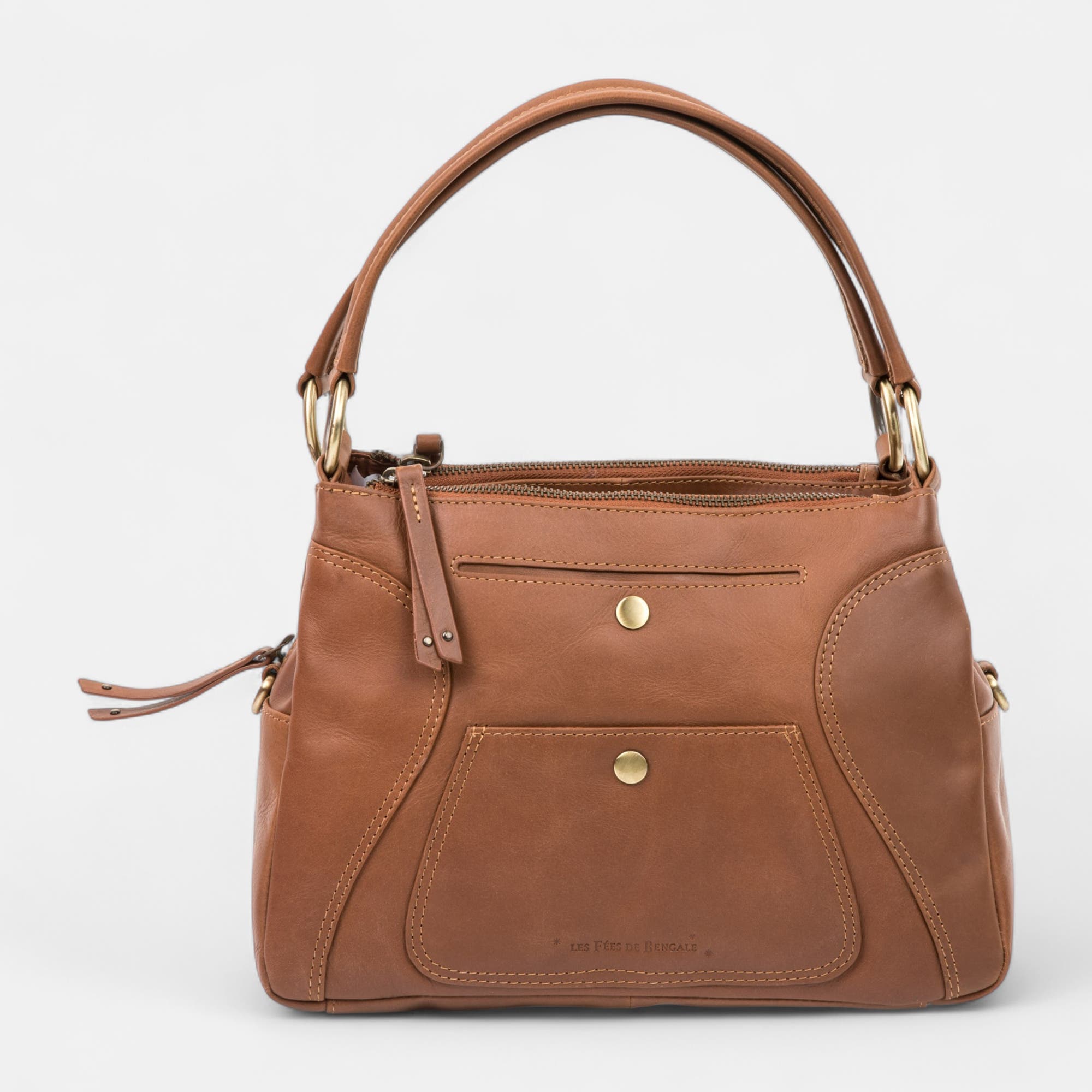 Sac à main en cuir cognac