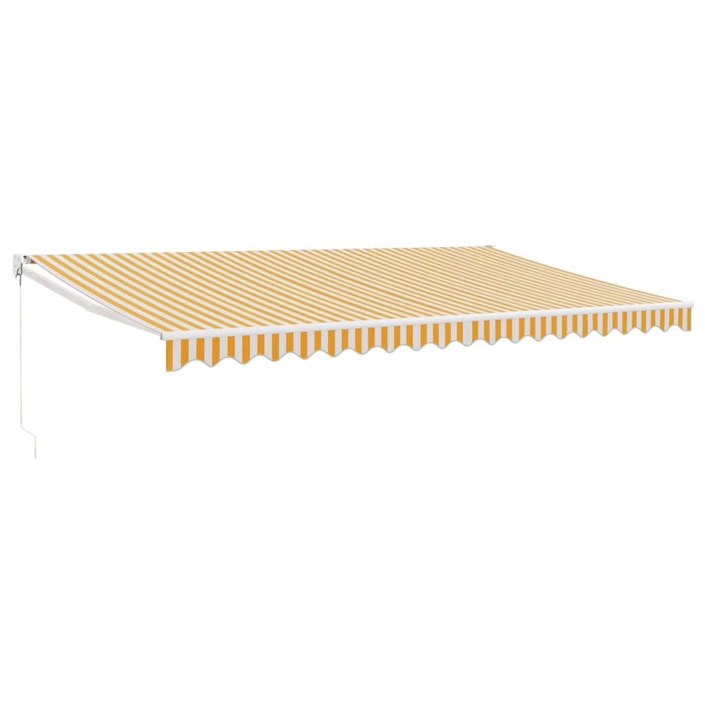 Auvent rétractable jaune et blanc 5x3 m tissu et aluminium