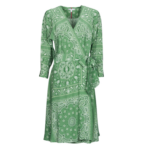 Tommy Hilfiger - BANDANA WRAP KNEE DRESS 3/4 SLV - Vert