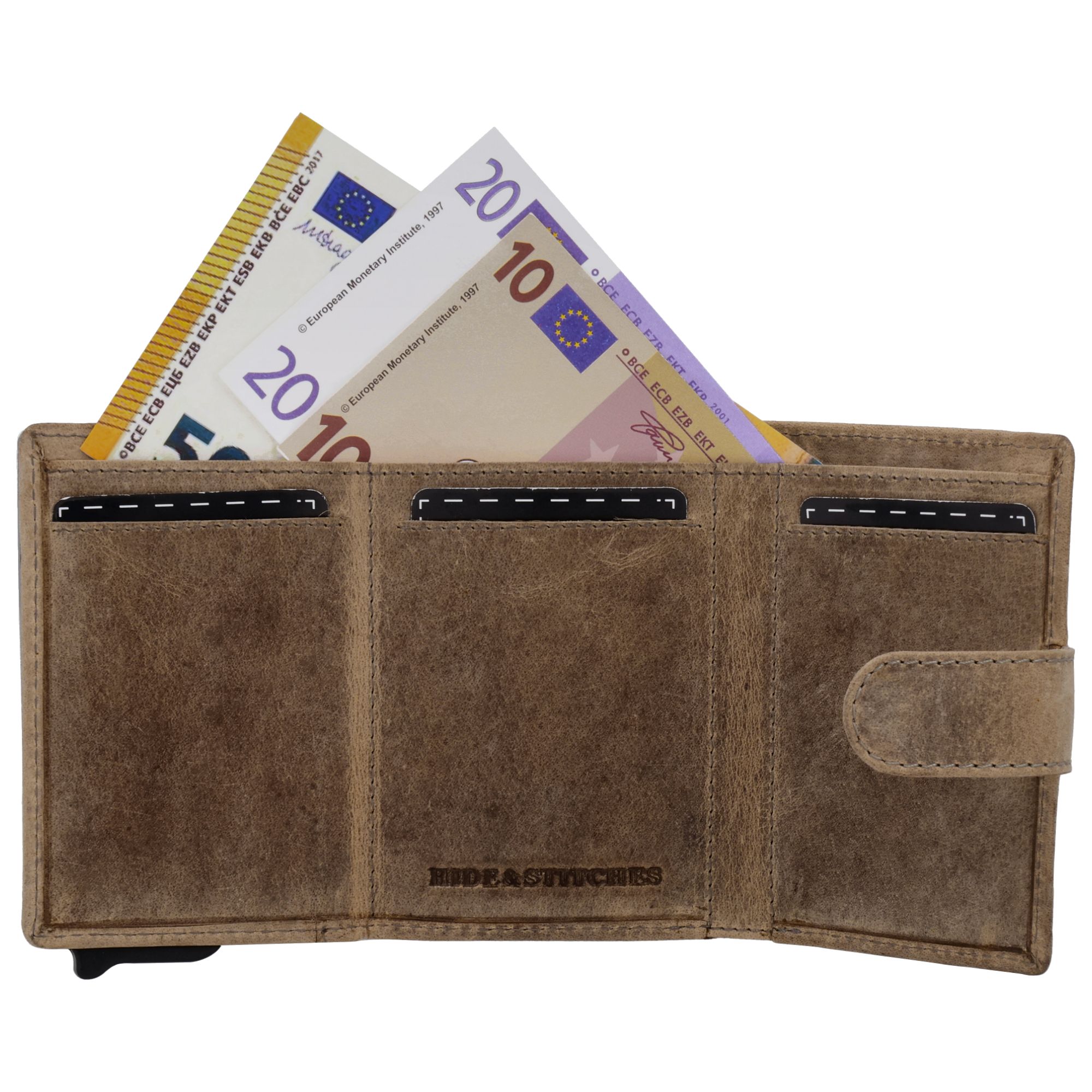 Hide & Stitches Idaho Assorti Safety Wallet Donkerzand
