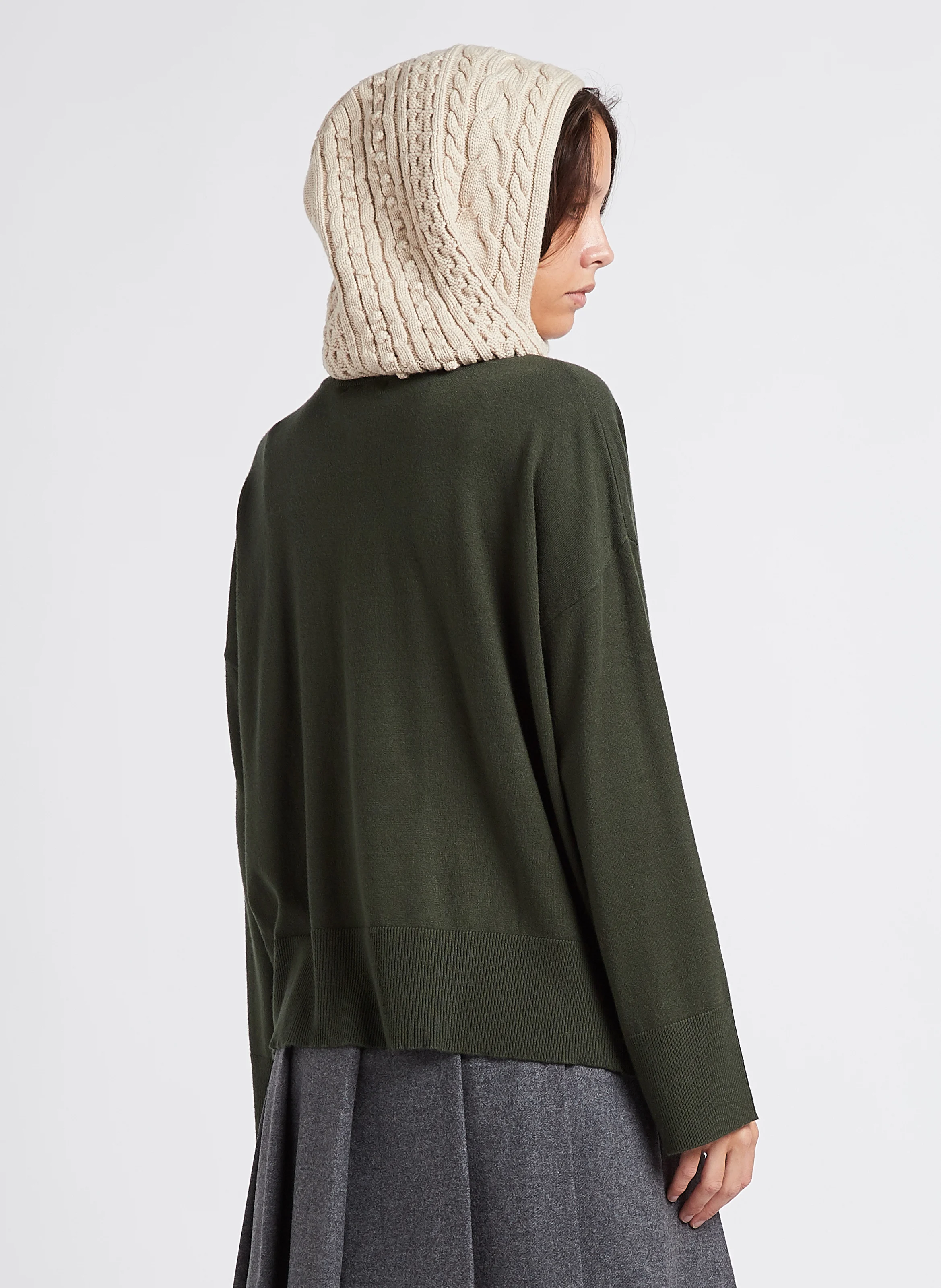 RACHELLE - Pull col V en maille mélangée | Vert