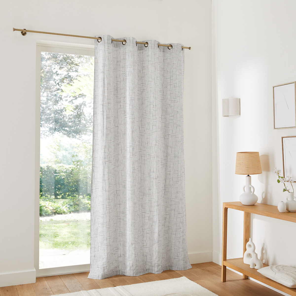 LA REDOUTE INTERIEURS<br>Cortina de algodão com ilhós e estampa xadrez, Acha