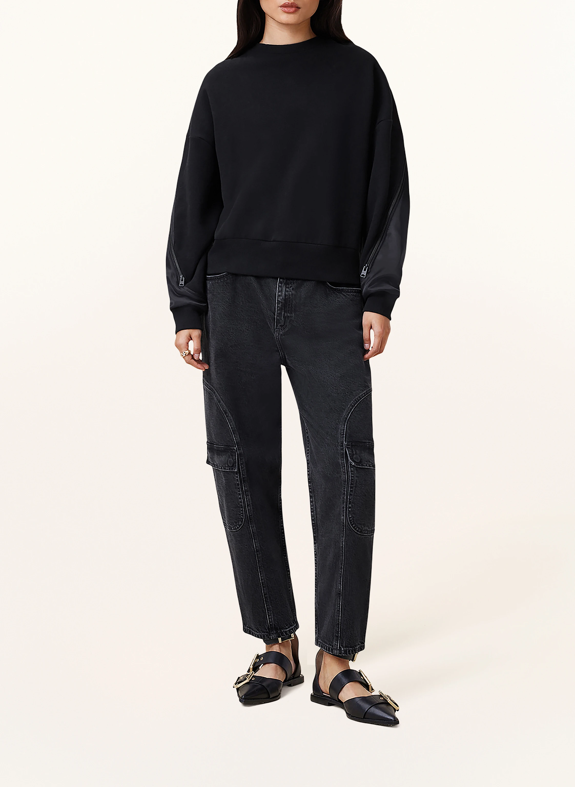 ALLSAINTS Sweatshirt PEGGY im Materialmix