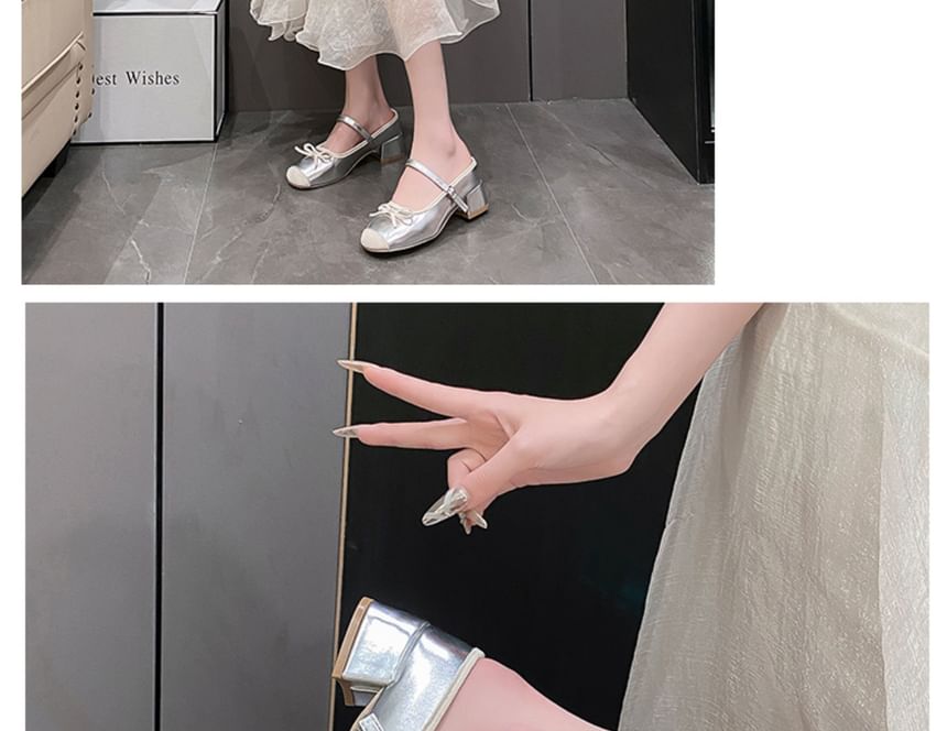 Nikao - Cap Toe Bow Chunky Heel Mules