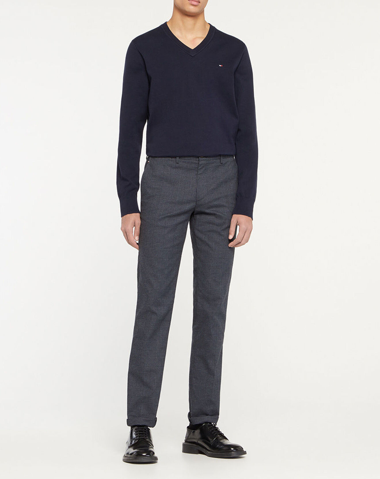 Tommy Hilfiger Pantalon droit Denton Look Check bleu foncé