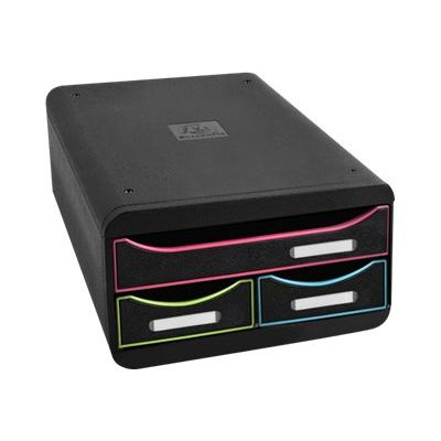Exacompta Black Office - Module de classement 3 tiroirs - noir/arlequin