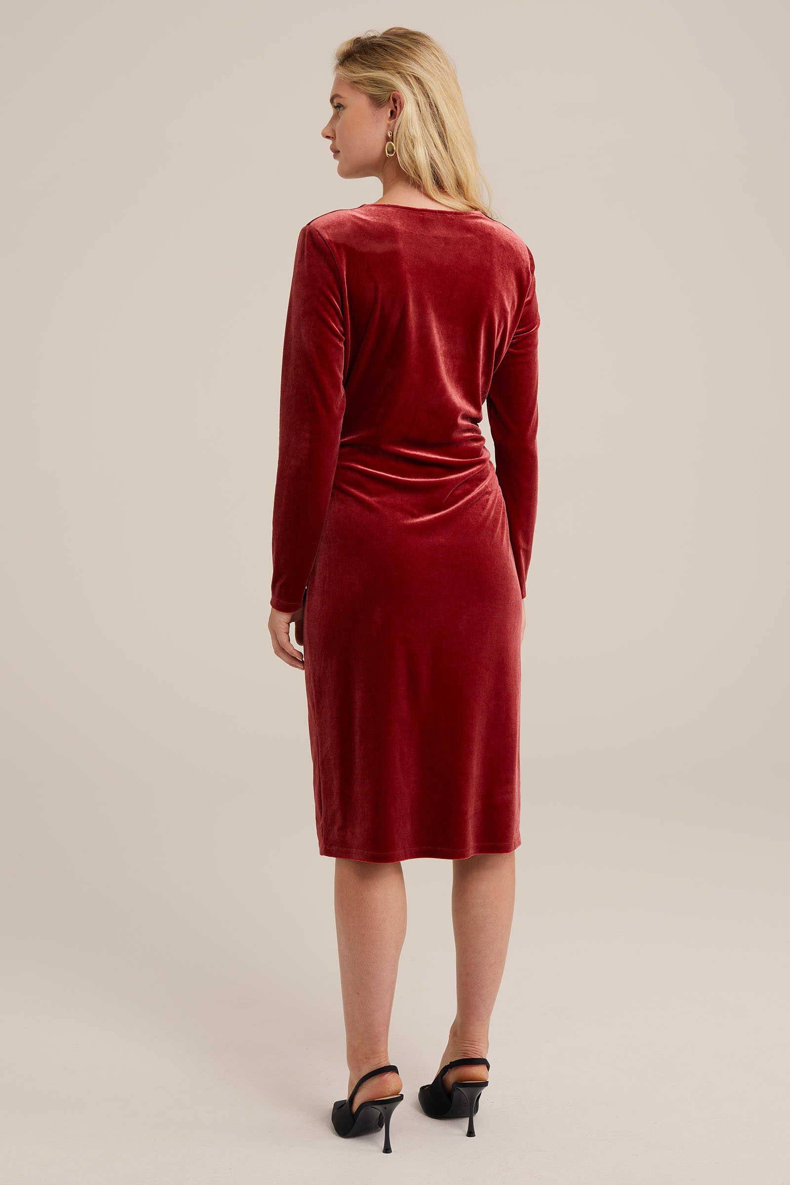 velvet jurk WE Fashion Donkerrood